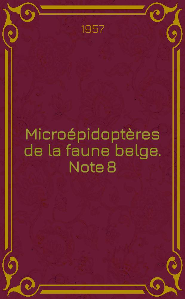 Micro&eacute;pidopt&egrave;res de la faune belge. Note 8