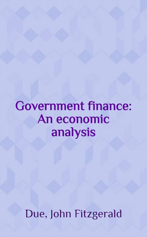 Government finance : An economic analysis