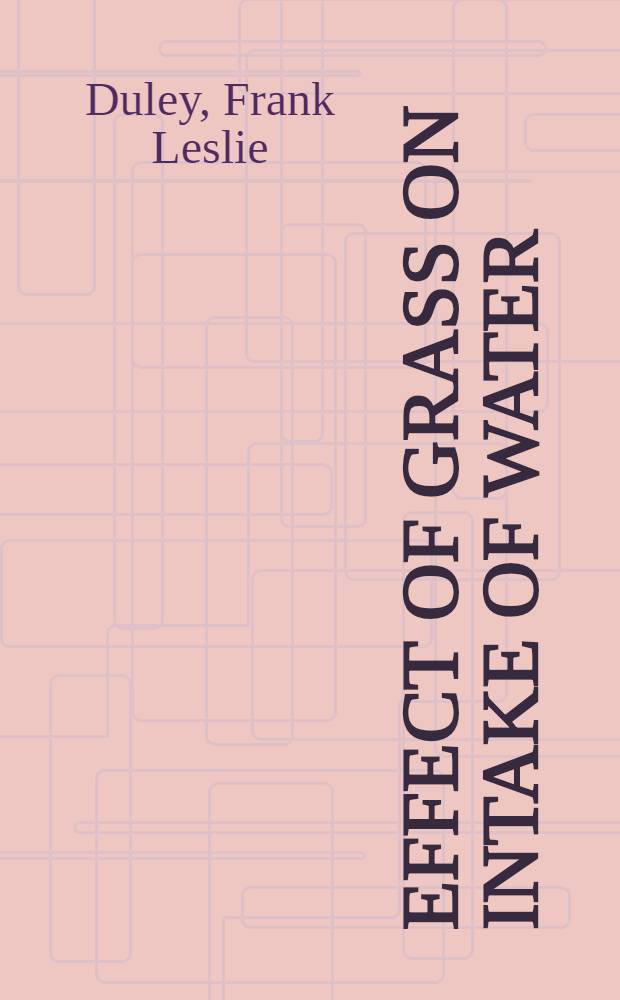 Effect of grass on intake of water