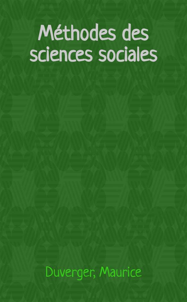 Méthodes des sciences sociales