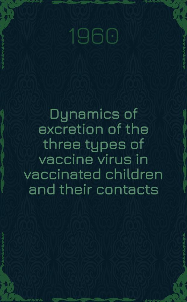 Dynamics of excretion of the three types of vaccine virus in vaccinated children and their contacts : Investigation of properties of virus isolates