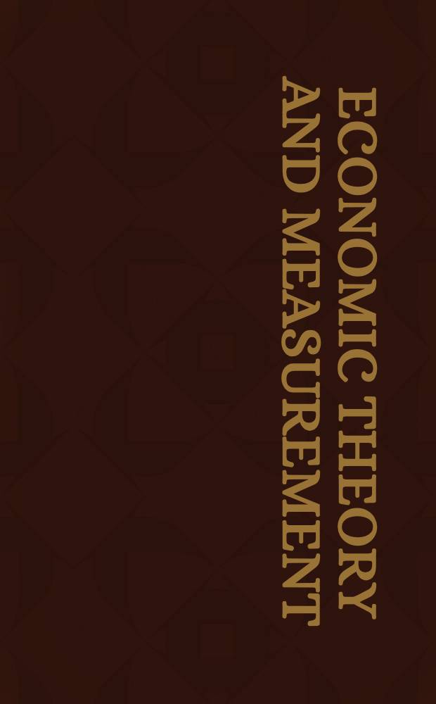 Economic theory and measurement : A twenty year research report 1932-1952