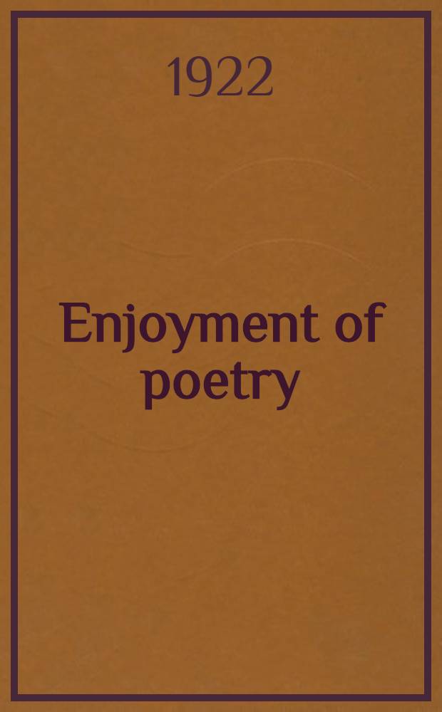 Enjoyment of poetry