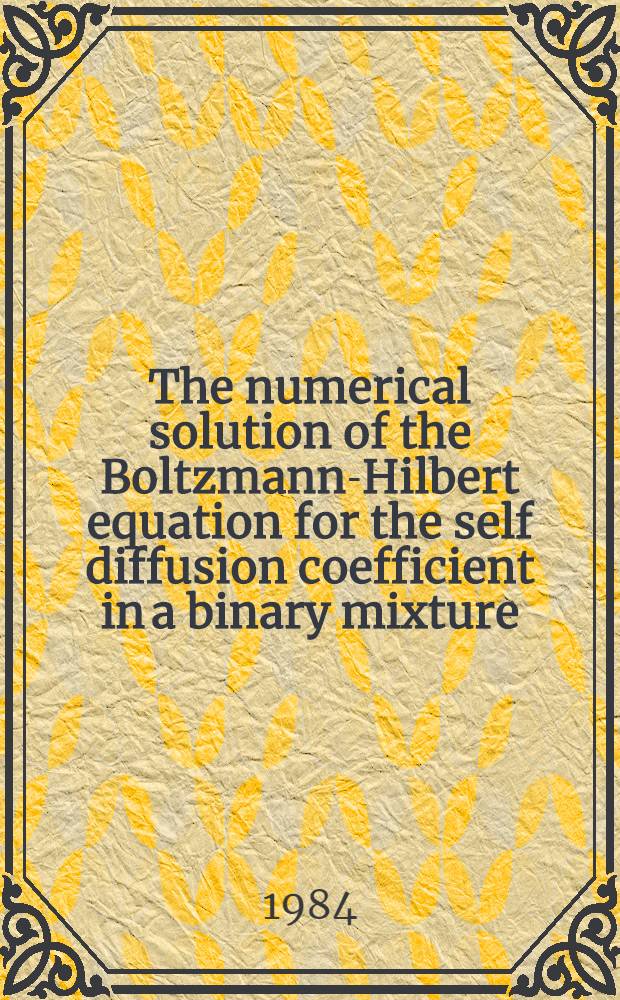 The numerical solution of the Boltzmann-Hilbert equation for the self diffusion coefficient in a binary mixture