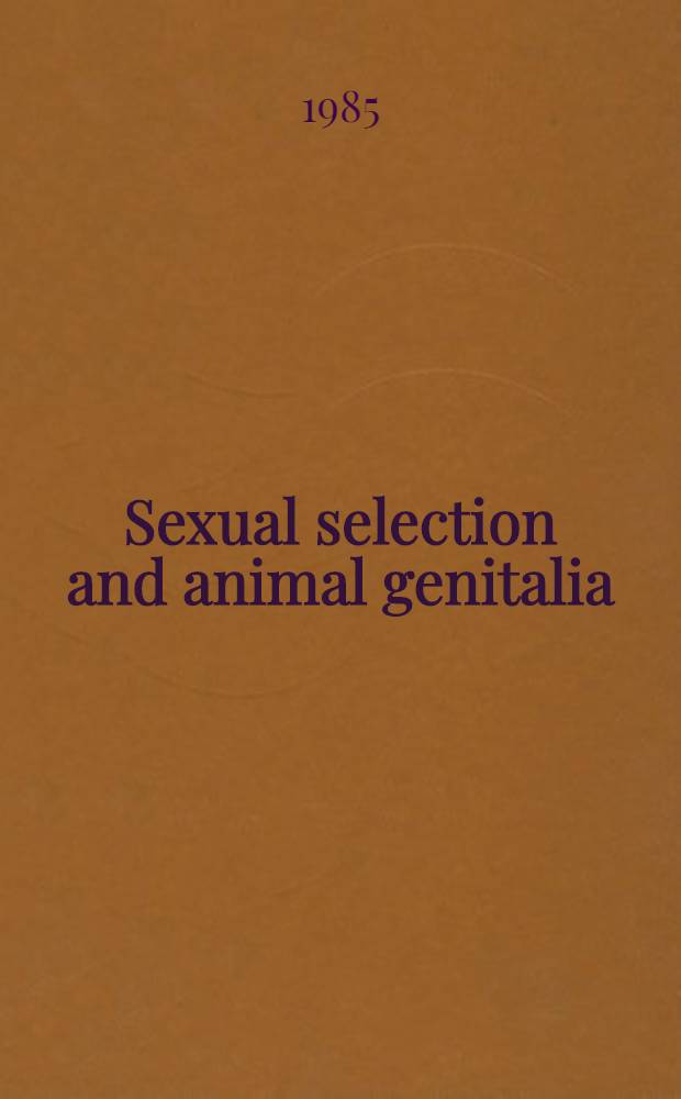 Sexual selection and animal genitalia