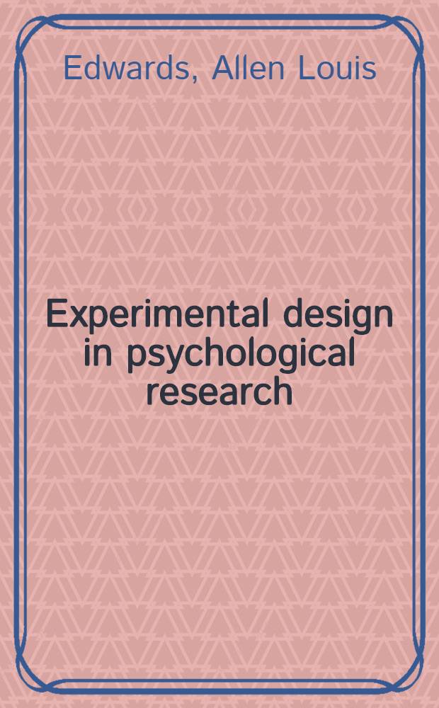 Experimental design in psychological research