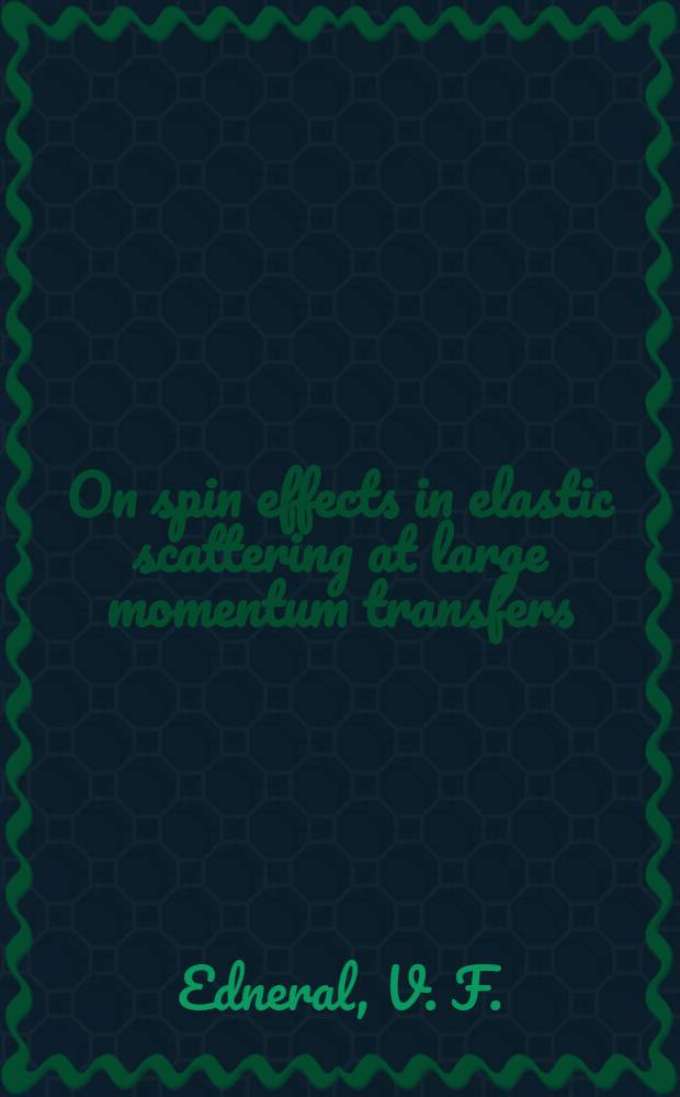 On spin effects in elastic scattering at large momentum transfers