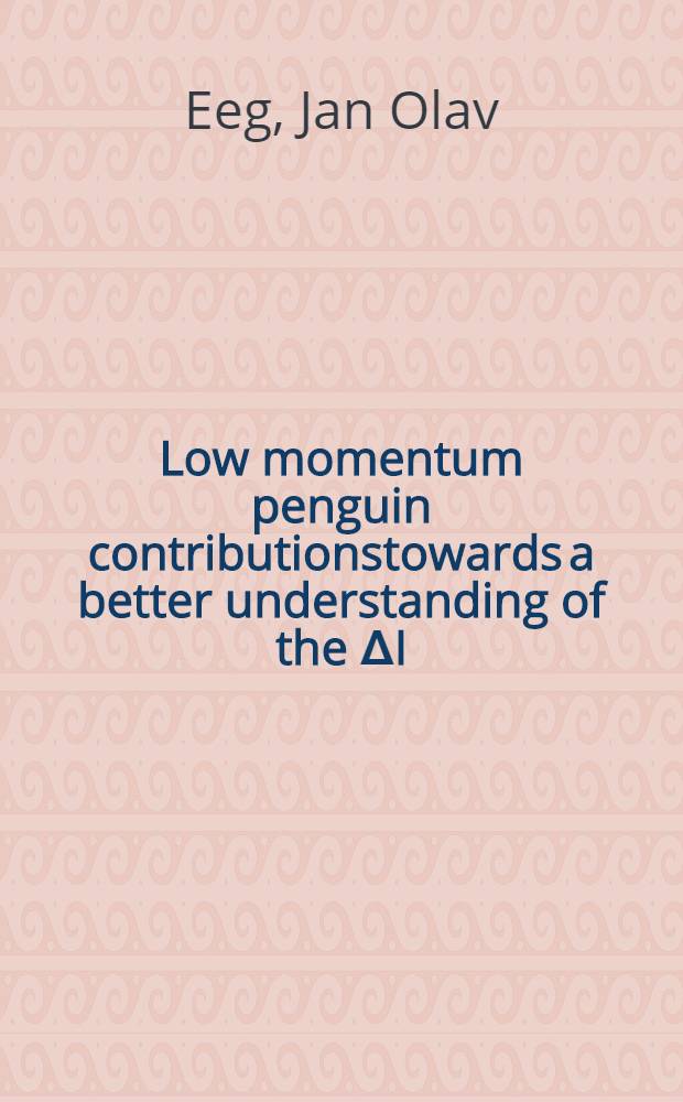 Low momentum penguin contributionstowards a better understanding of the &Delta;I=1/2 rule?