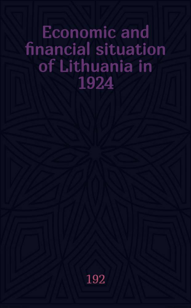 Economic and financial situation of Lithuania in 1924