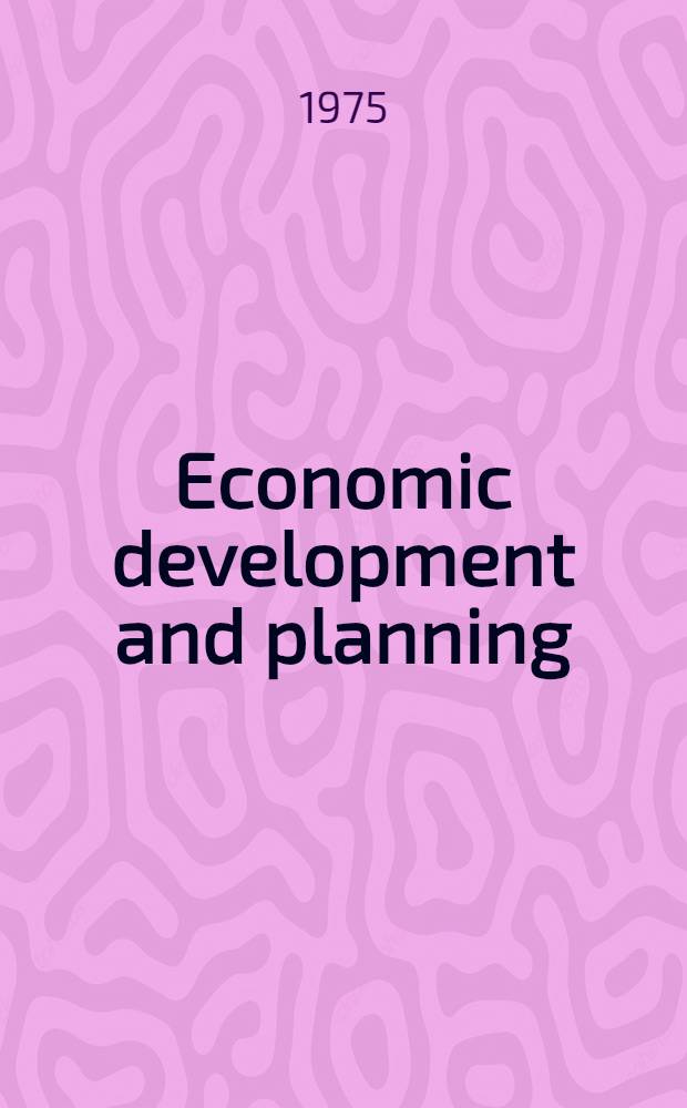 Economic development and planning : Essays in honour of Jan Tinbergen