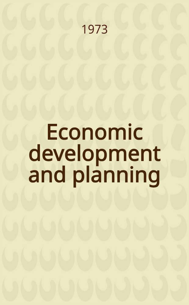 Economic development and planning : Selected studies