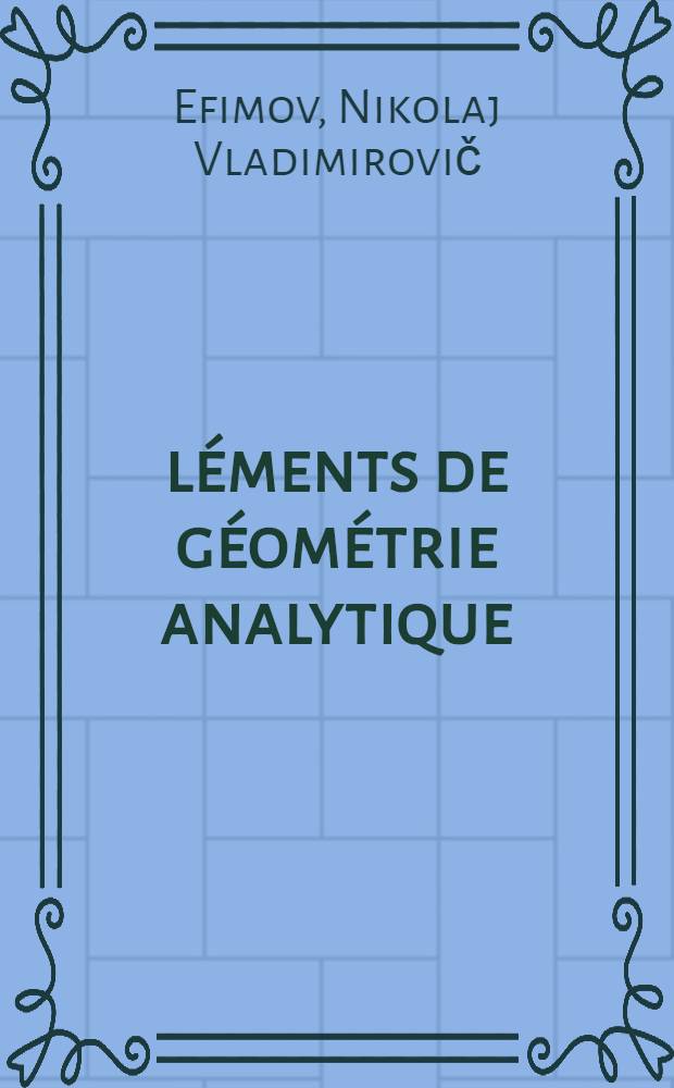 Éléments de géométrie analytique