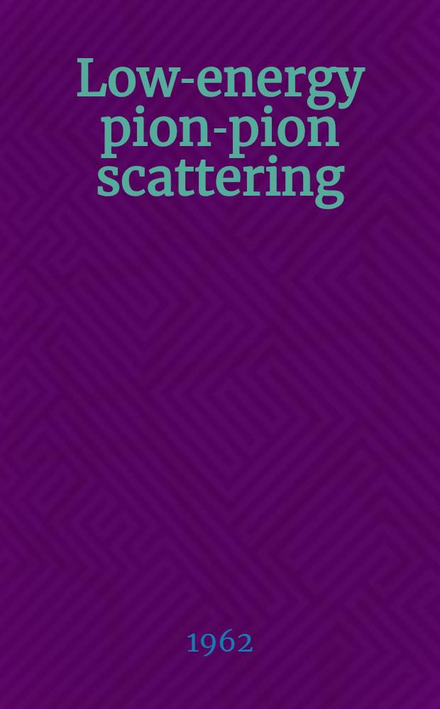 Low-energy pion-pion scattering