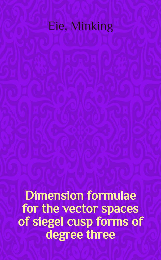 Dimension formulae for the vector spaces of siegel cusp forms of degree three