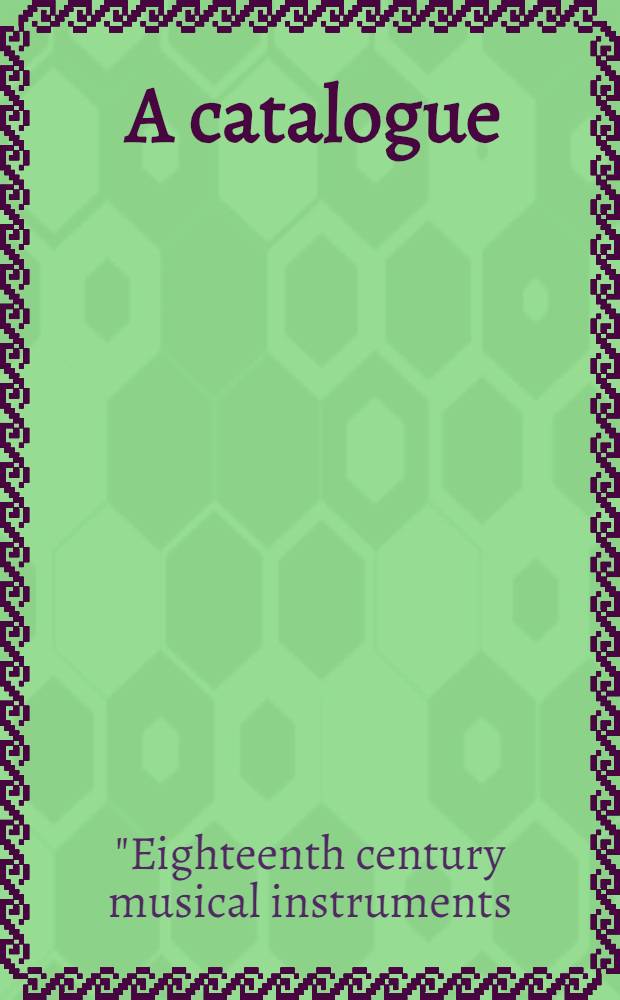 [A catalogue
