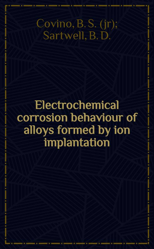 Electrochemical corrosion behaviour of alloys formed by ion implantation