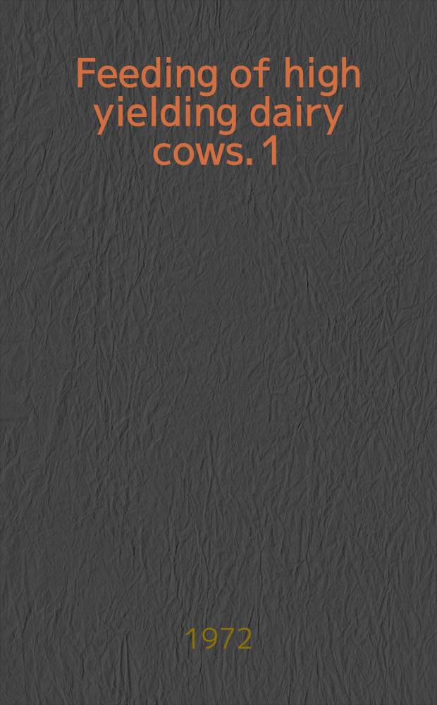 Feeding of high yielding dairy cows. 1 : The effect of different levels of feeding before and after calving on milk yield and composition