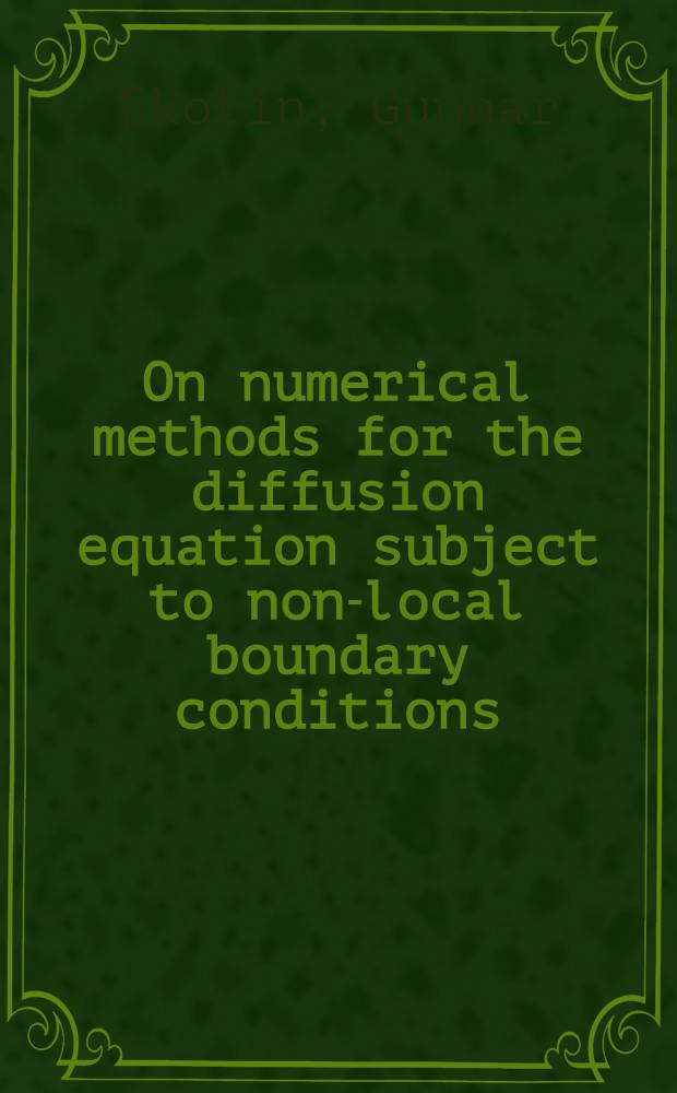 On numerical methods for the diffusion equation subject to non-local boundary conditions : Avh