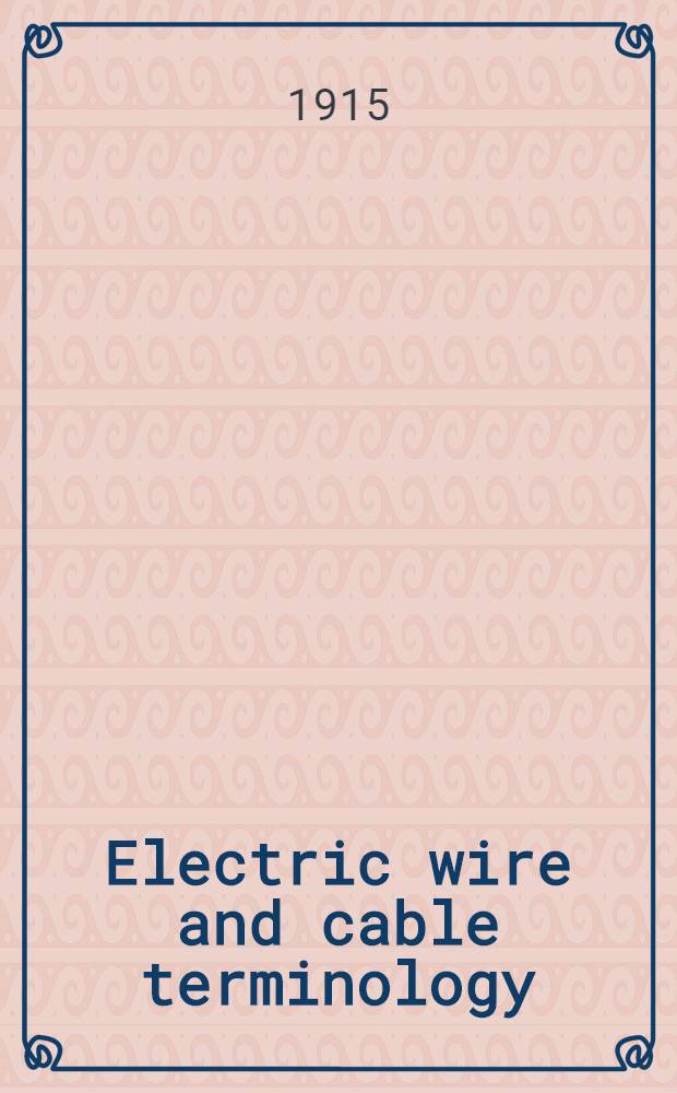 Electric wire and cable terminology