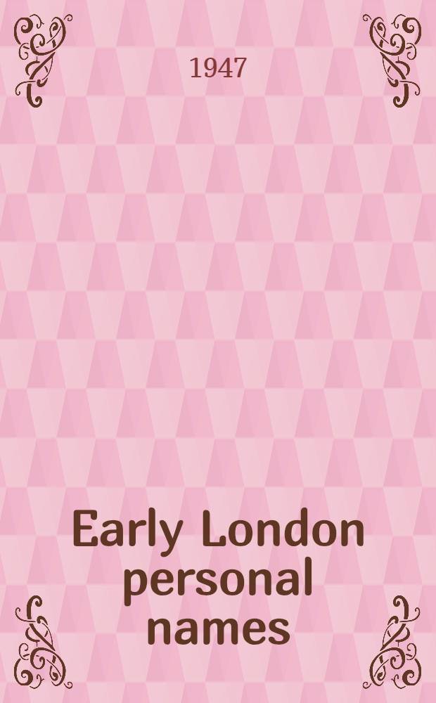 Early London personal names