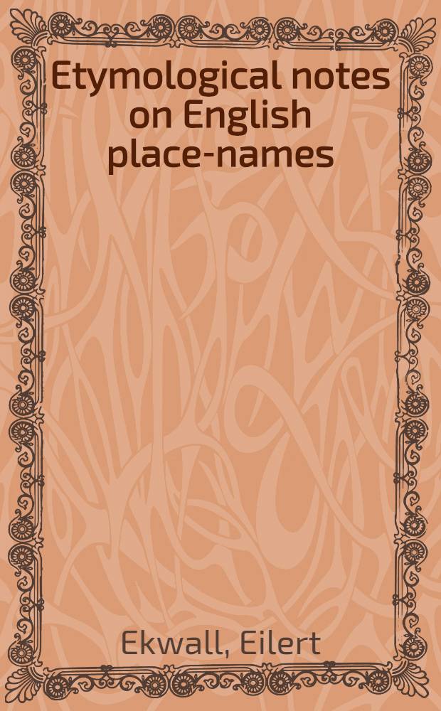 Etymological notes on English place-names