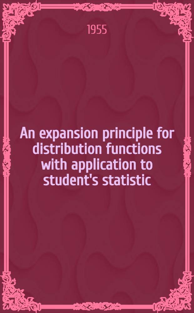 An expansion principle for distribution functions with application to student's statistic