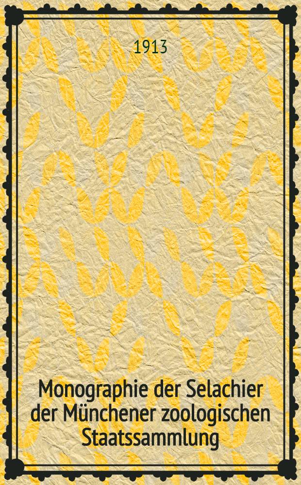 Monographie der Selachier der Münchener zoologischen Staatssammlung : (Mit besonderer Berücksichtigung der Haifauna Japans). T. 1 : Tiergeographie der Selachier