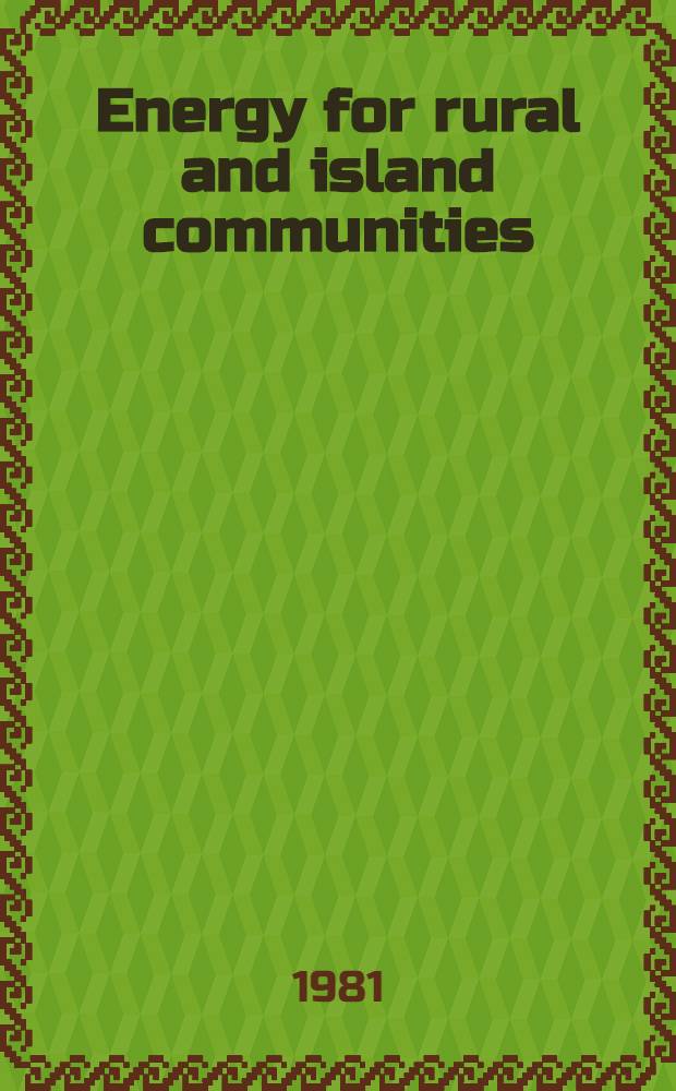Energy for rural and island communities