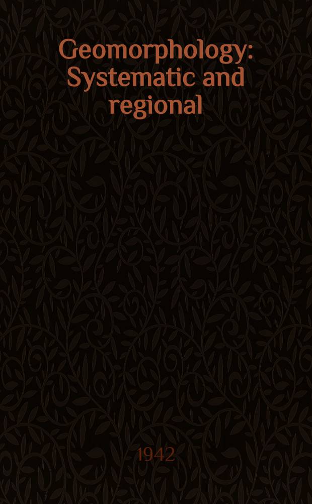 Geomorphology : Systematic and regional