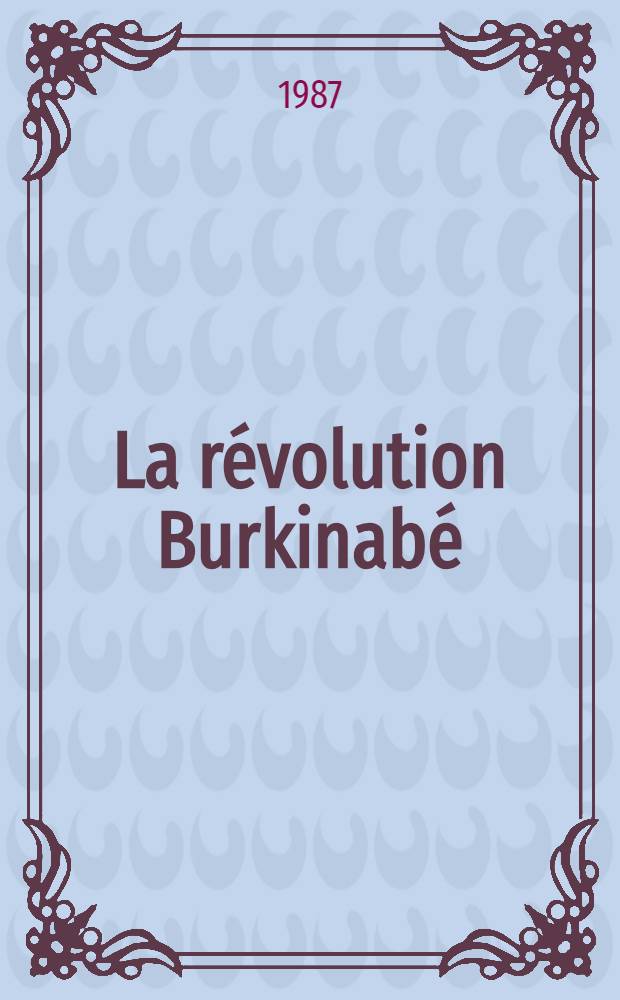 La révolution Burkinabé