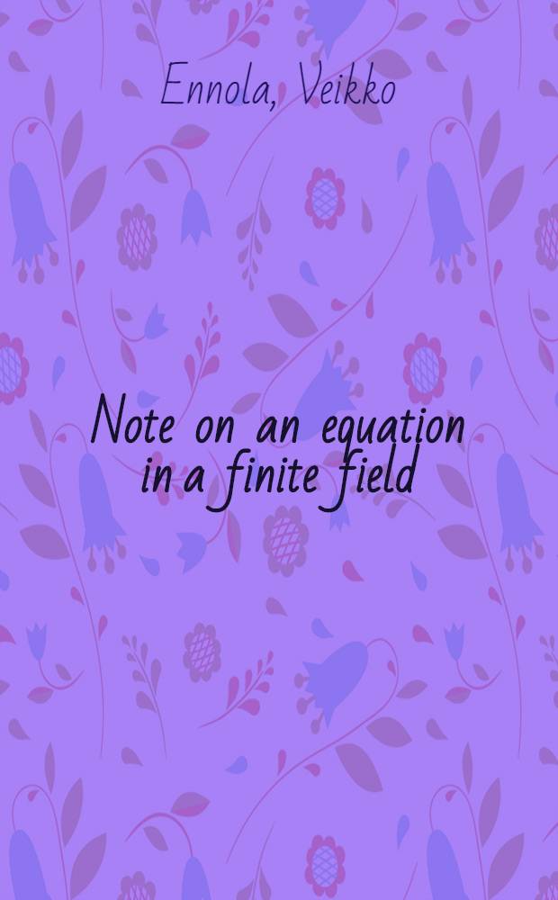 Note on an equation in a finite field