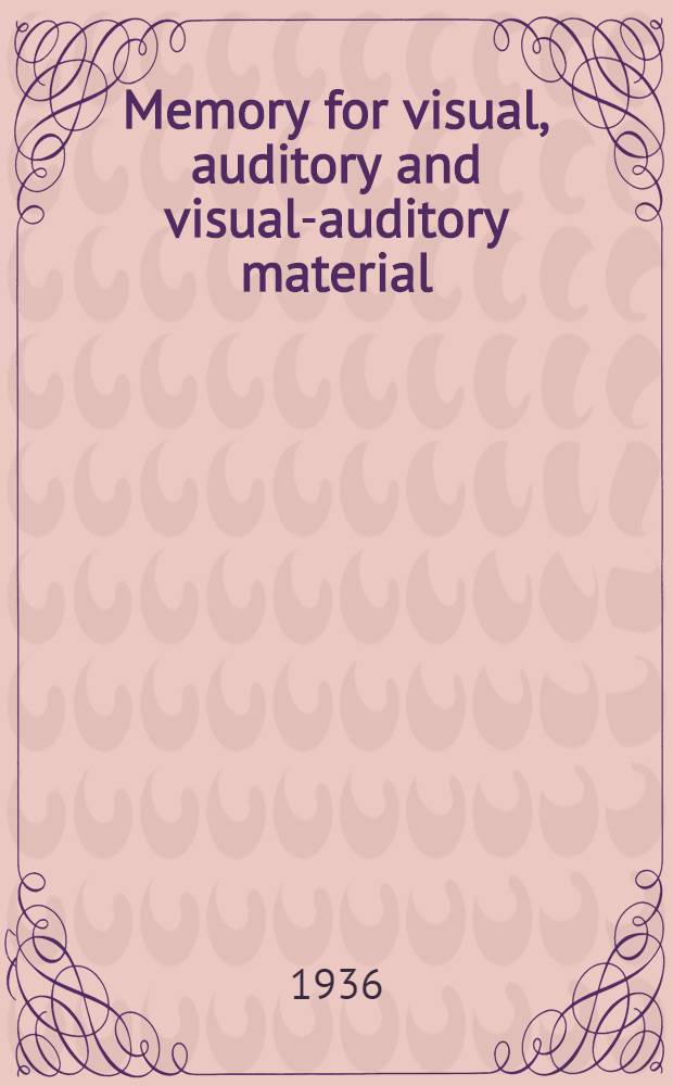 Memory for visual, auditory and visual-auditory material