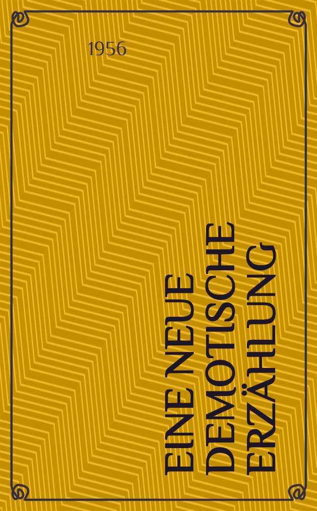 Eine neue demotische Erz&auml;hlung