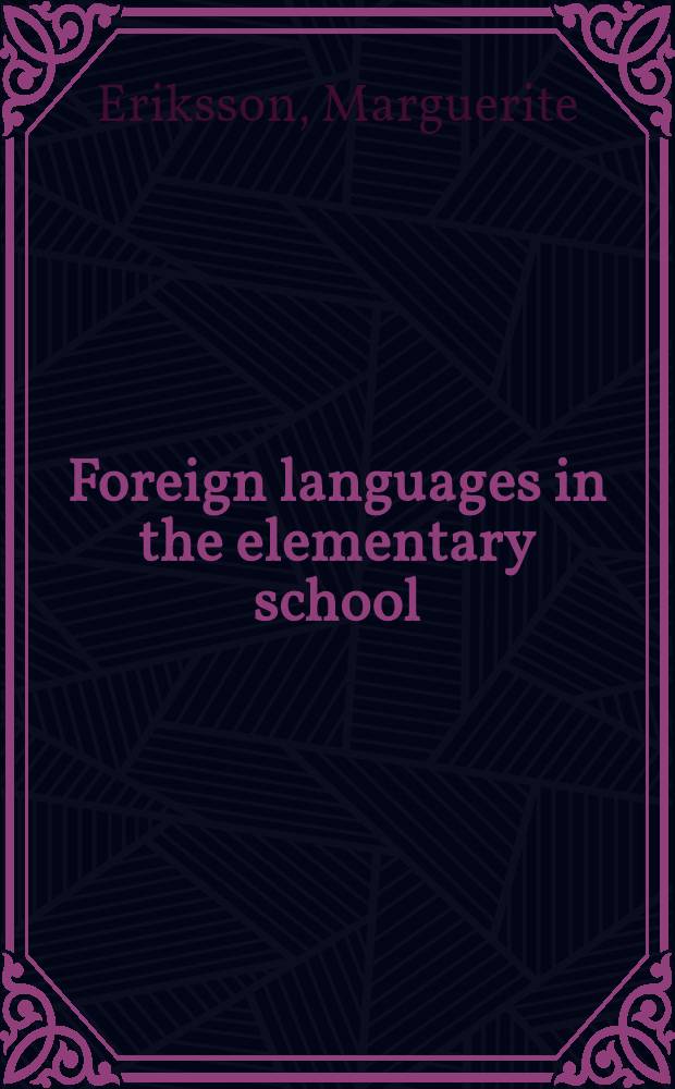 Foreign languages in the elementary school