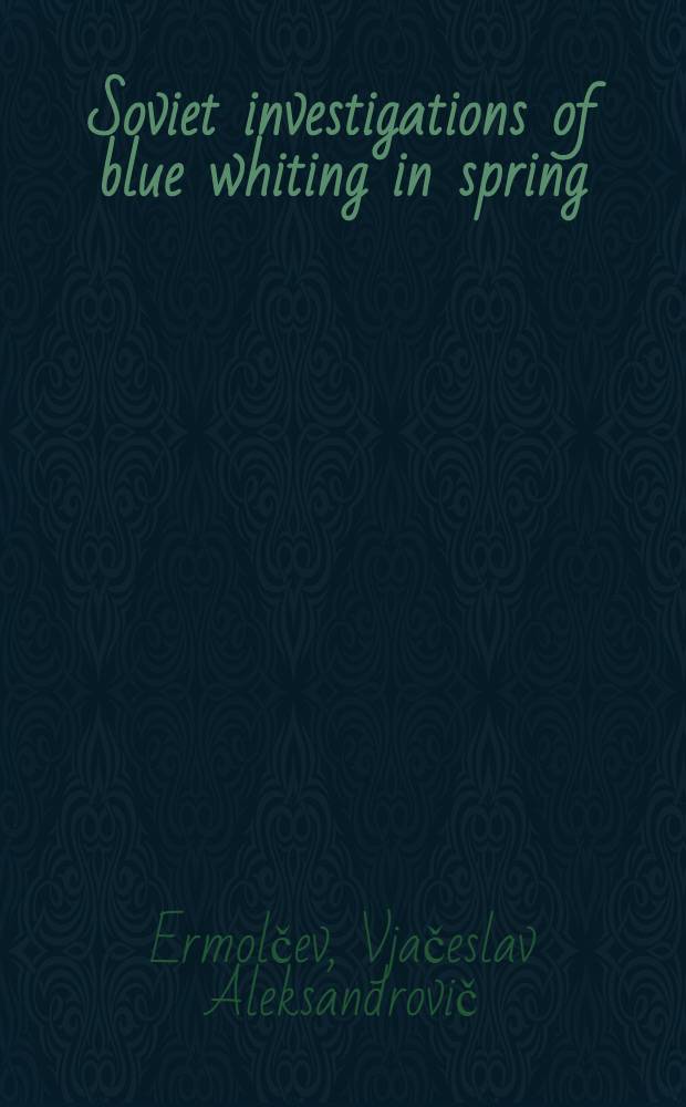 Soviet investigations of blue whiting in spring/summer 1982