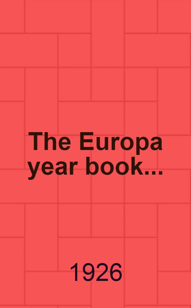The Europa year book ...