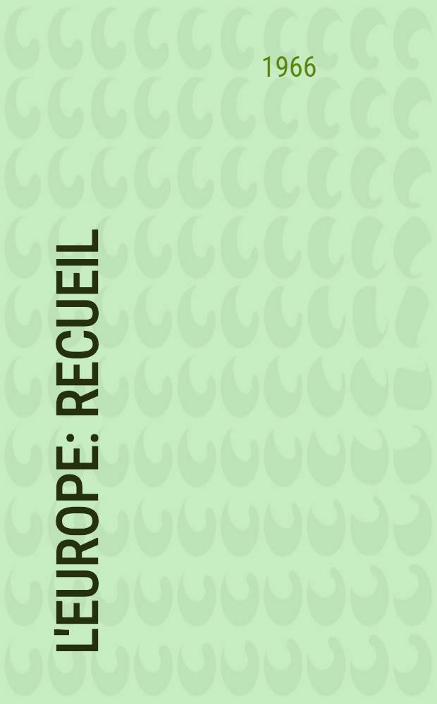 L'Europe : Recueil