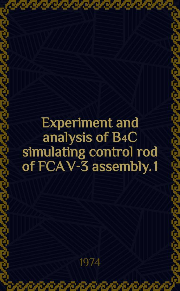 Experiment and analysis of B₄C simulating control rod of FCA V-3 assembly. 1 : Neutron source multiplication method
