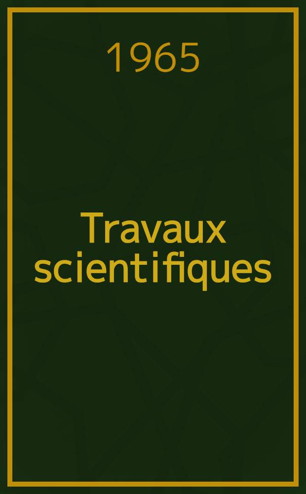 Travaux scientifiques