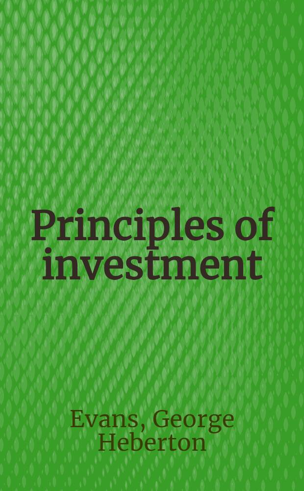 Principles of investment