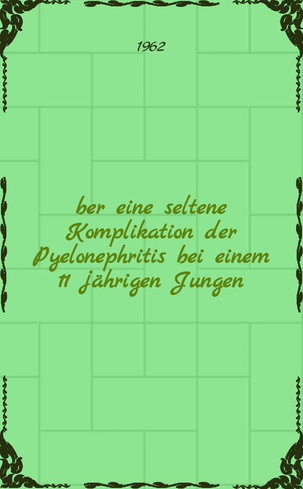&Uuml;ber eine seltene Komplikation der Pyelonephritis bei einem 11 j&auml;hrigen Jungen : Inaug.-Diss. ... der Univ. des Saarlandes