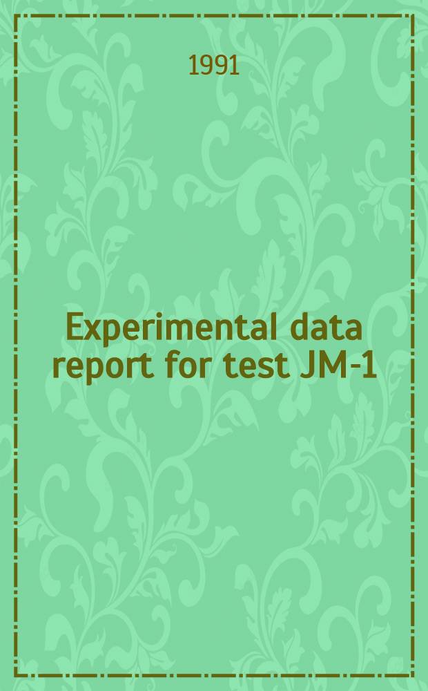 Experimental data report for test JM-1 : Ser. of reactivity initiated accident test in NSRR with fuel rod pre-irradiated in JMTR