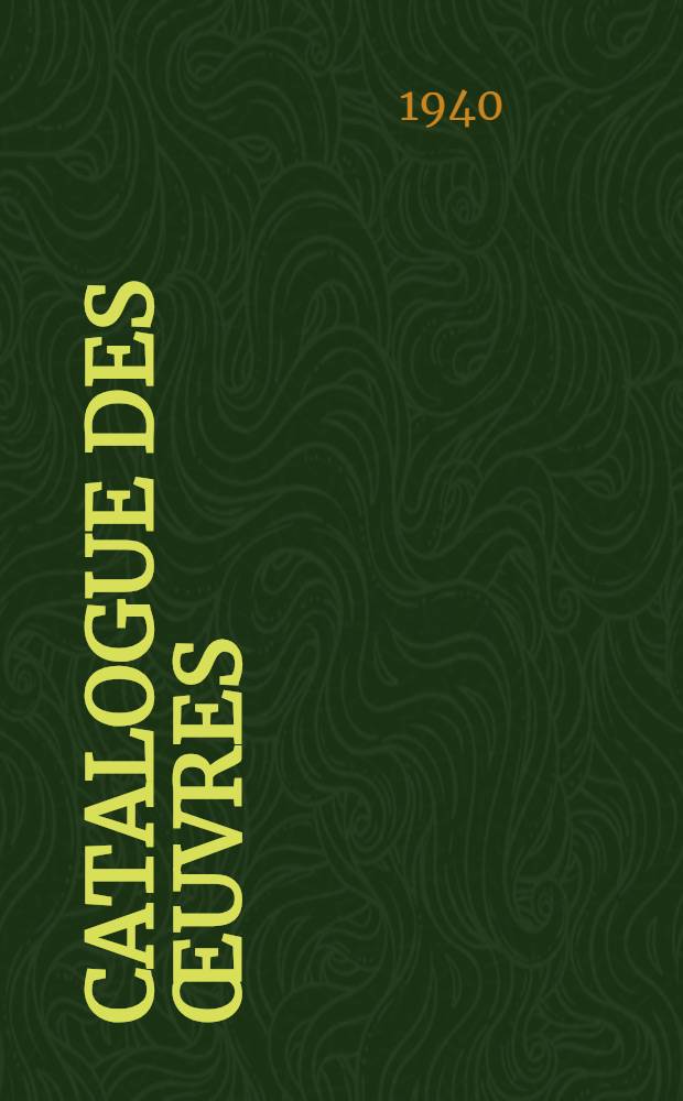 Catalogue des œuvres