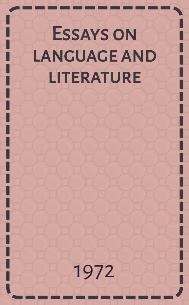 Essays on language and literature