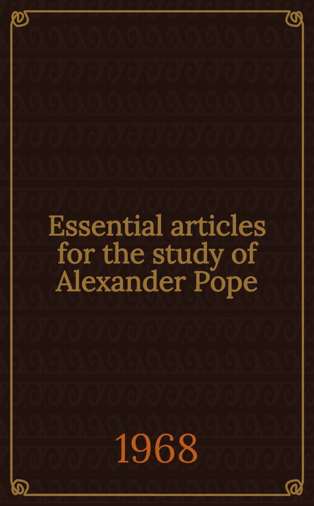 Essential articles for the study of Alexander Pope