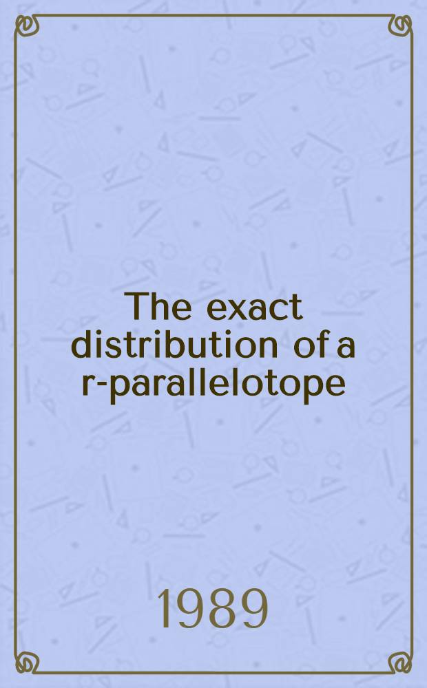 The exact distribution of a r-parallelotope (rhombic) in Rⁿ