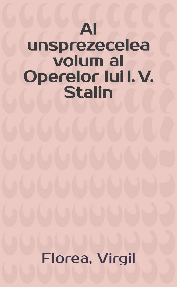 Al unsprezecelea volum al Operelor lui I. V. Stalin