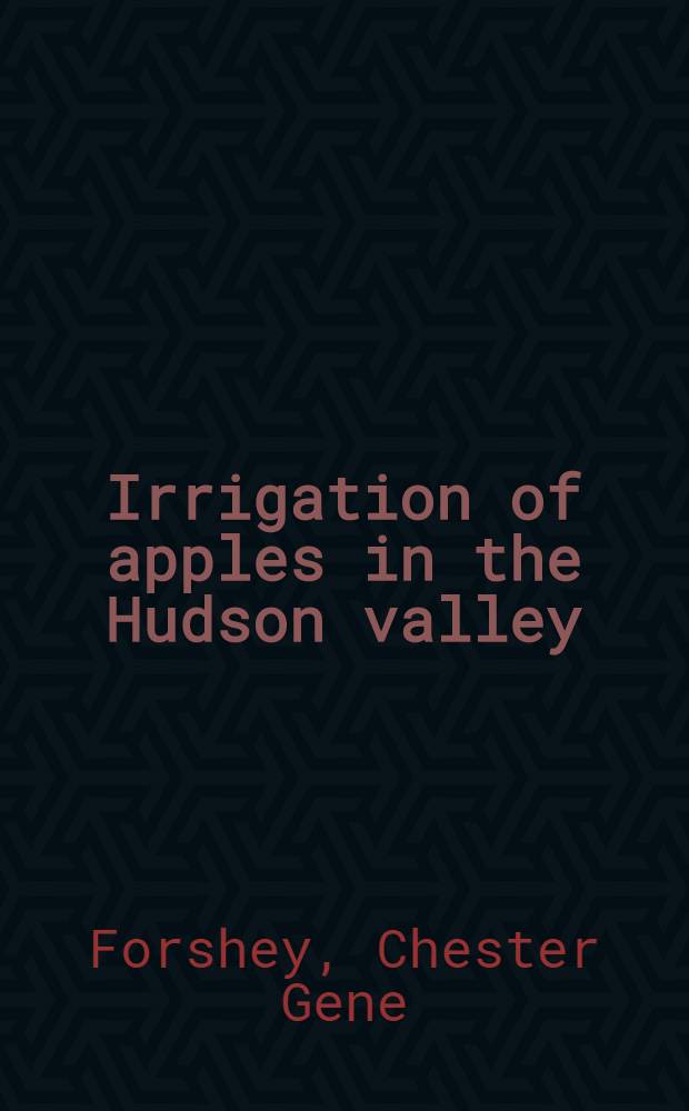 Irrigation of apples in the Hudson valley