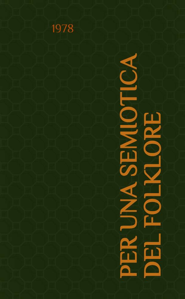 Per una semiotica del folklore