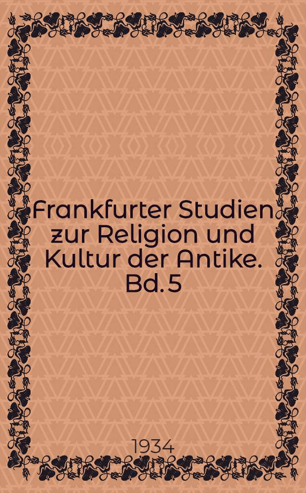 Frankfurter Studien zur Religion und Kultur der Antike. Bd. 5 : Parmenides